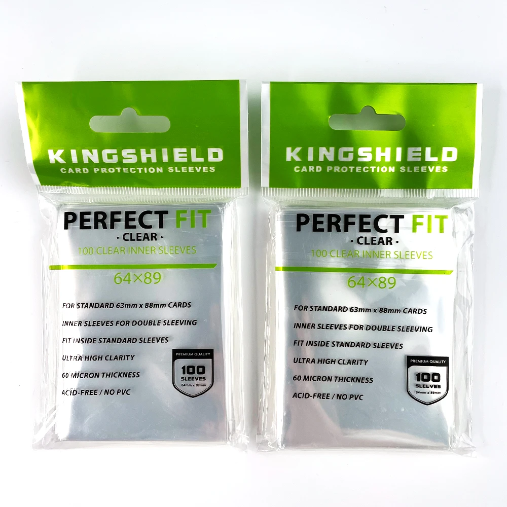 KINGSHIELD 100pcs/lot 64*89mm ClearCard Sleeve Perfect Fit Card Sleeve Card Protector Perfect Size PKM Inner Card Sleeves NO PVC