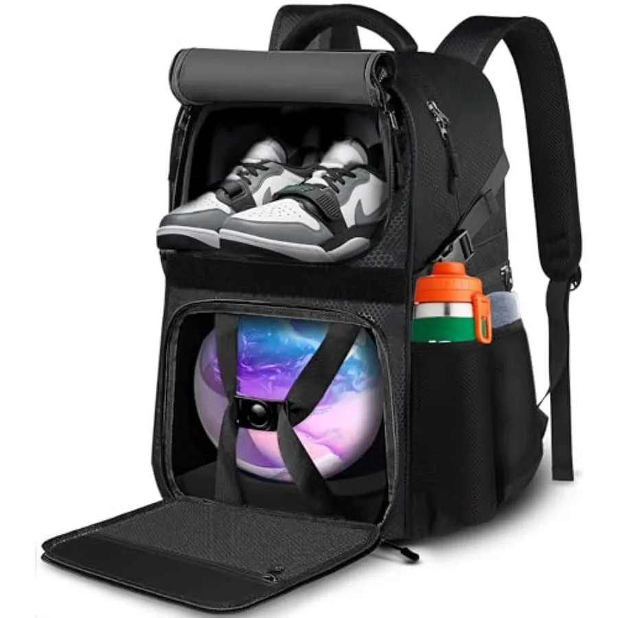 Bolsa para Bola de Boliche, Mochila Individual para Boliche con Compartimento para Zapatos hasta Talla 16, Bolsa Acolchada para Guardar la Bola, Accesorios y Regalos para Amantes del Boliche