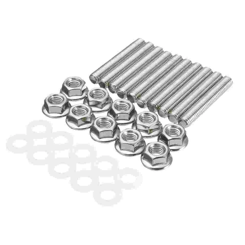 

30pcs Stainless Steel Exhaust Manifold Stud Bolts Nuts Kit Car Accessories for Car Vehicle Auto (Silver)