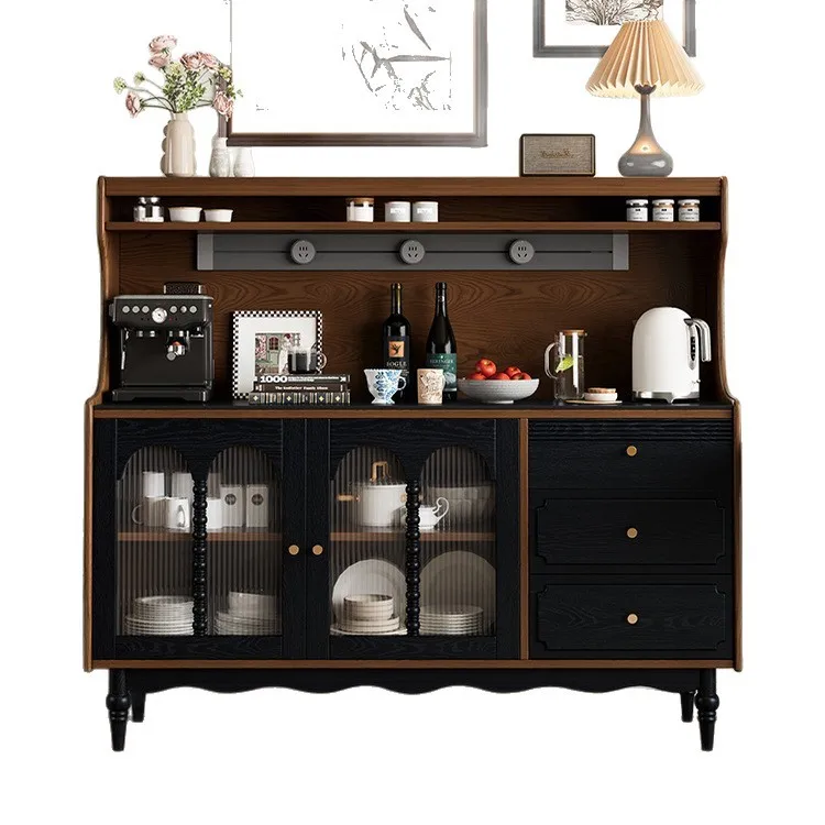 

Французский ретро обеденный боковой шкаф из цельного дерева, светлый роскошный высококачественный настенный шкаф для хранения вещей, встроенный шкаф для маленькой квартиры, гостиной