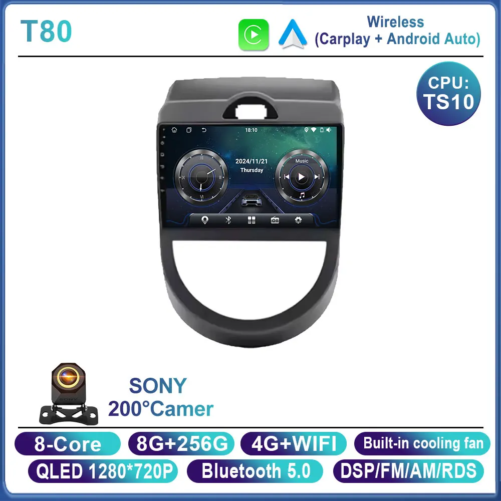 Android 16 voor Kia Soul 1 AM 2008 2009 2010 2011 Carplay Auto autoradio multimediaspeler autoradio GPS navigatie BT head unit