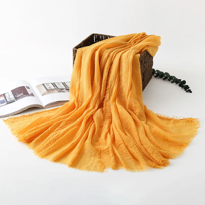 Women Cotton Linen Scarf Autumn Lady Solid Color Long Scarves Soft Thin Plain Shawl Foulard Viscose Wrap Shawls New Summer