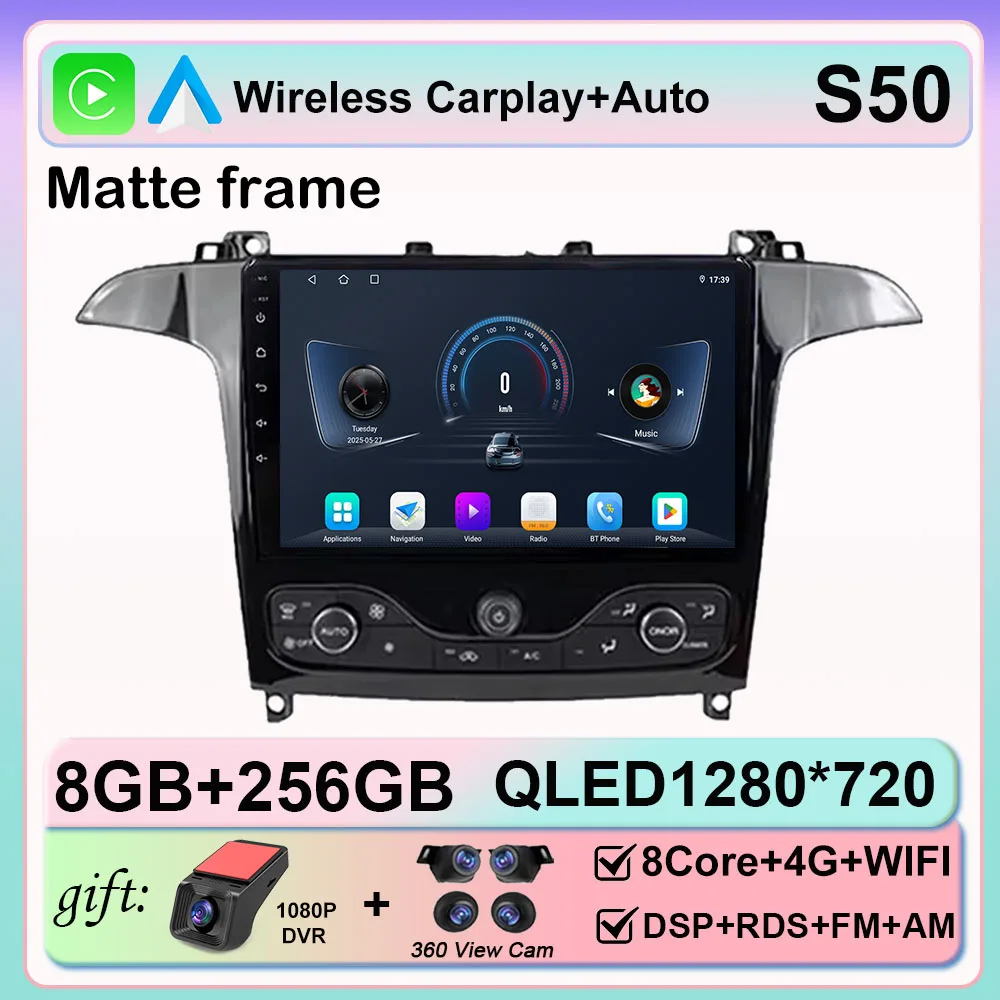 Android 16 Autoradio Voor Ford S Max S-MAX 2006-2015 Voor Ford Galaxy 2014 Carplay Multimedia Video speler navigatie GPS Geen 2din