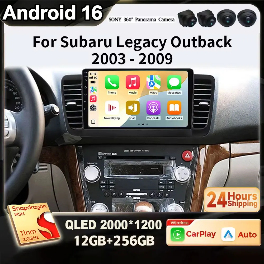 For Subaru Outback 3 Legacy 4 2004 2005 2007 2008 2009 Android 16 Auto Car Radio Stereo Wireless Carplay autoradio player Screen