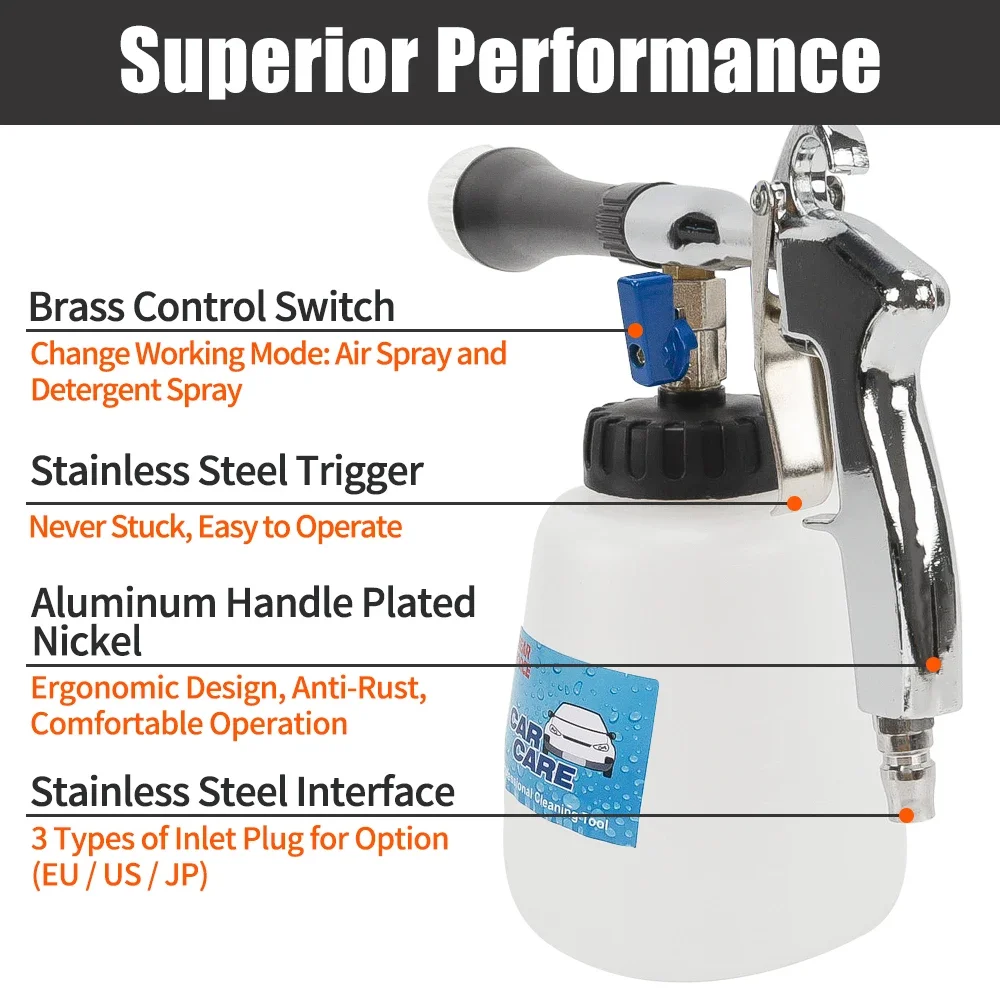 Tornado Pneumatic Air Foam Gun High Pressure Car Wash Interior Deep Cleaning Gun Espuma Tool for Tornador Detailing Tool