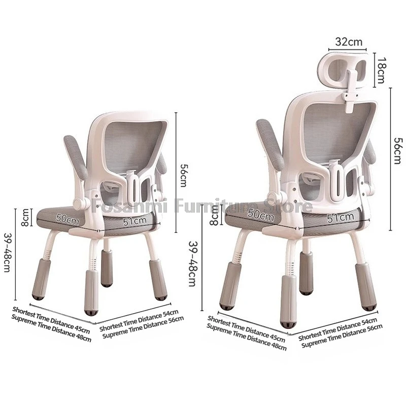 Sedia ergonomica da studio per bambini, sedia da ufficio, regolabile, comoda, in rete traspirante, sedia da scrivania per computer da giocatore con piedini fissi