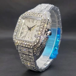 Reloj de cuarzo con diamantes para Hombre, cronógrafo de lujo, a la moda, con calendario, estilo Hip Hop, envío directo