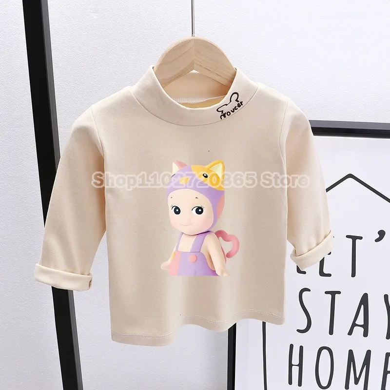 Sonny Angel Base Shirts Derong High Collars Long Sleeves Self-heating Soft Thermal Tops Cute Anime Baby Intimate Kids Clothes