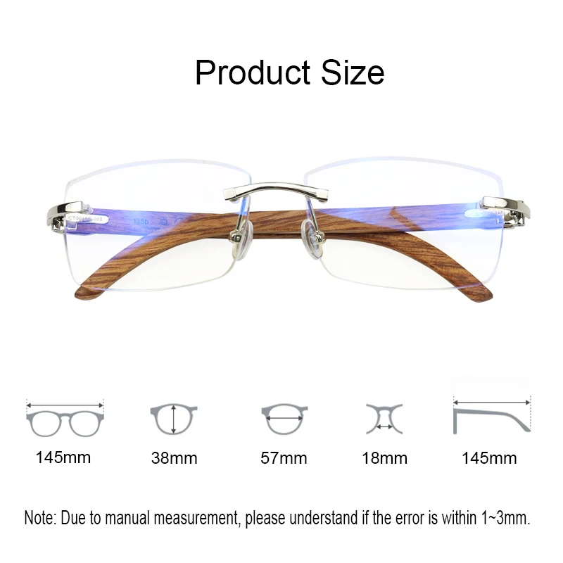 الفاخرة بدون شفة النظارات النساء الرجال فرملس خمر اليدوية إطار خشبي قصر النظر البصرية نظارات القراءة النظارات #6