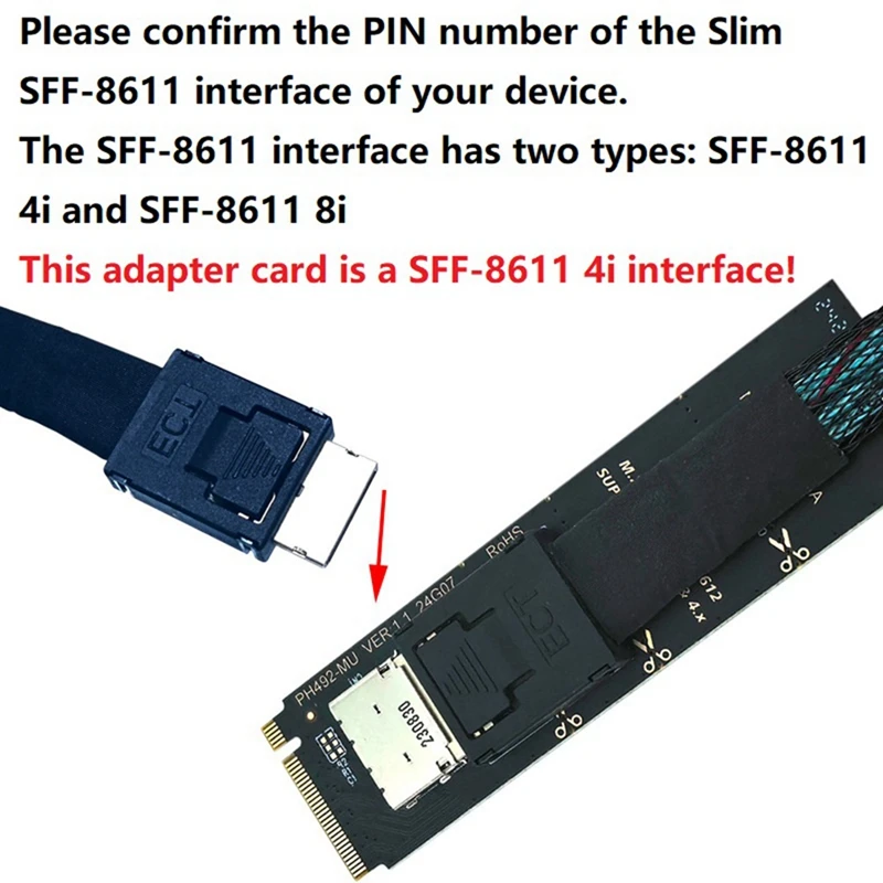 M.2 Nvme Pcie To Oculink Female Dock SFF-8612 Adapter M.2 Mkey Nvme To Oculink SFF-8611 SFF-8612 Adapter