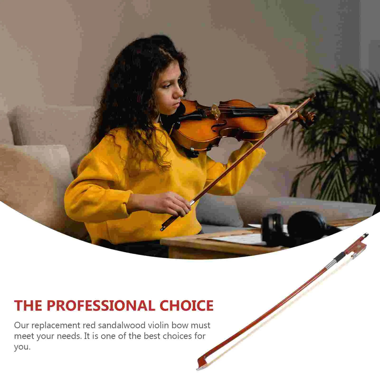 1/10 Violin Bow Replacement Red Sandalwood Violin Bow With Horse Accessory Professional Student Violin Bow