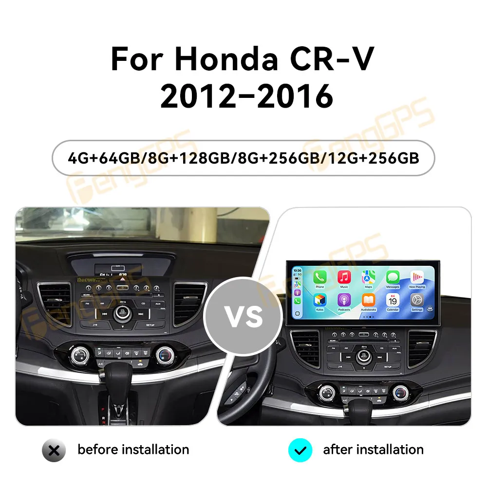 

15,8-дюймовый Android 15 CarPlay автомобильный радиоприемник для Honda CR-V 2012-2016, мультимедийный плеер с сенсорным экраном, GPS-навигация, головное устройство DSP Auto