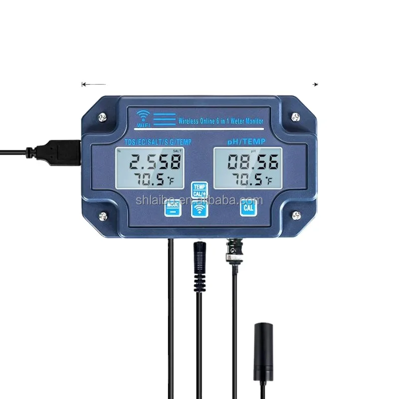 Hot Sell 8-in-1 Online Water Quality Analyzer pH EC ORP Salinity Meter for Aquarium Test Kit with Tuya App and WiFi Connection