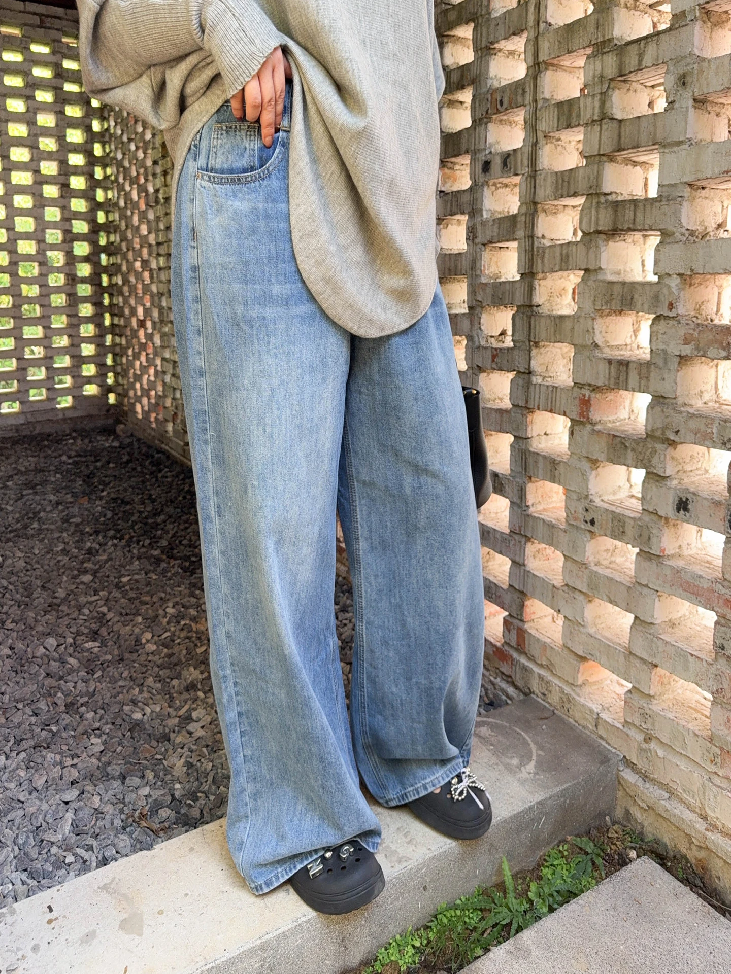 

Vogana Свободные прямые джинсы с высокой талией в стиле ретро в стиле пэчворк, свободный крой, большие размеры, женские модные повседневные джинсы из смеси хлопка и полиэстера