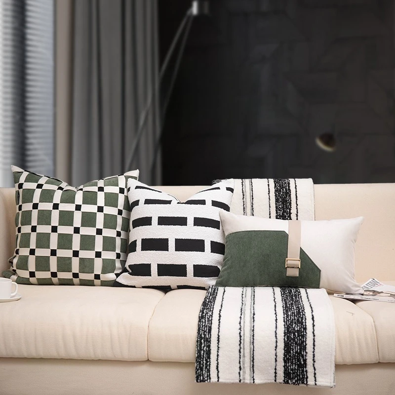 30x50/45X45/50x50CM Green Woven Throw Pillow Cover Light Luxury Stamping Waist Cushion Cover Decor Home Decorative Pillowcase