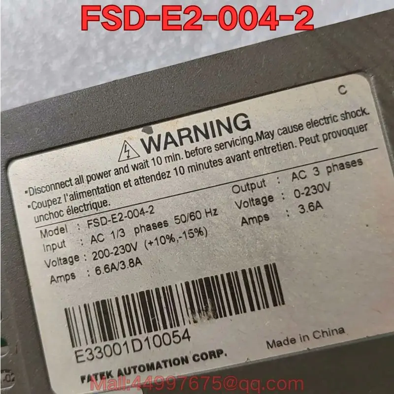 Second-hand FSD-E2-004-2 PLC servo drive function test is normal The latest quotation for 2026