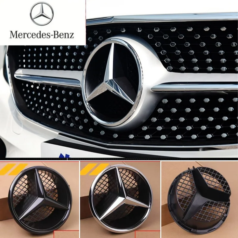 Black border and silver border decoration for Mercedes Benz W204 2006-2012 B/V class 2005-10 Car Front Grilled Star Emblem Logo