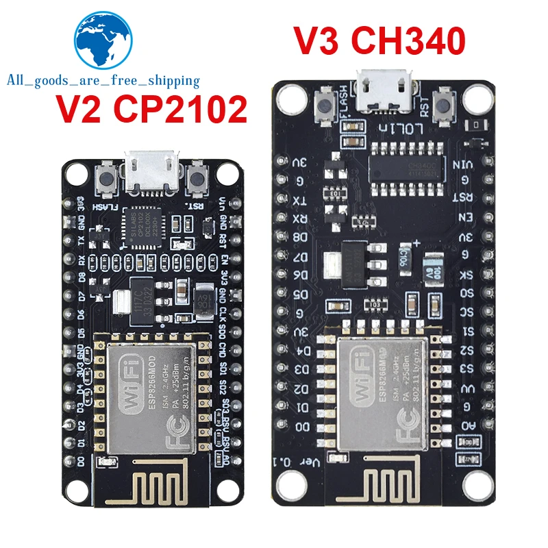 TZT-Carte de Développement Sans Fil NodeMcu V3 CH340 Lua, WIFI, Internet des Objets, ESP8266, avec Antenne PCB et Port USB