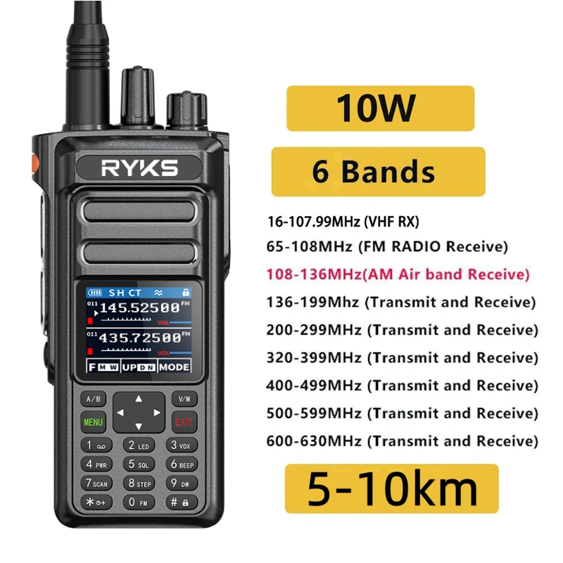 Walkie Talkie Real Ham Radio Comunicador full band  PTT Long Range 2 Way Portable FM Amateur Radio Station