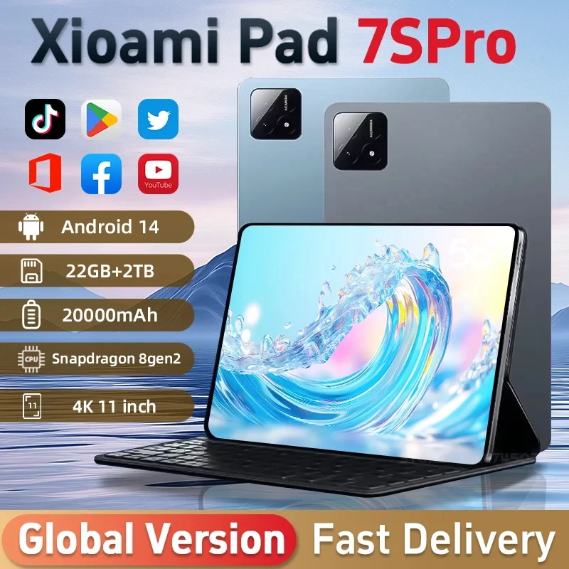 2025 Global Version Original Tablets Pad 7 Pro Android 14 22GB 1TB 20000mAh 5G Dual SIM Card WiFi GPS 11inch HD 4K Tablet 7S Pro