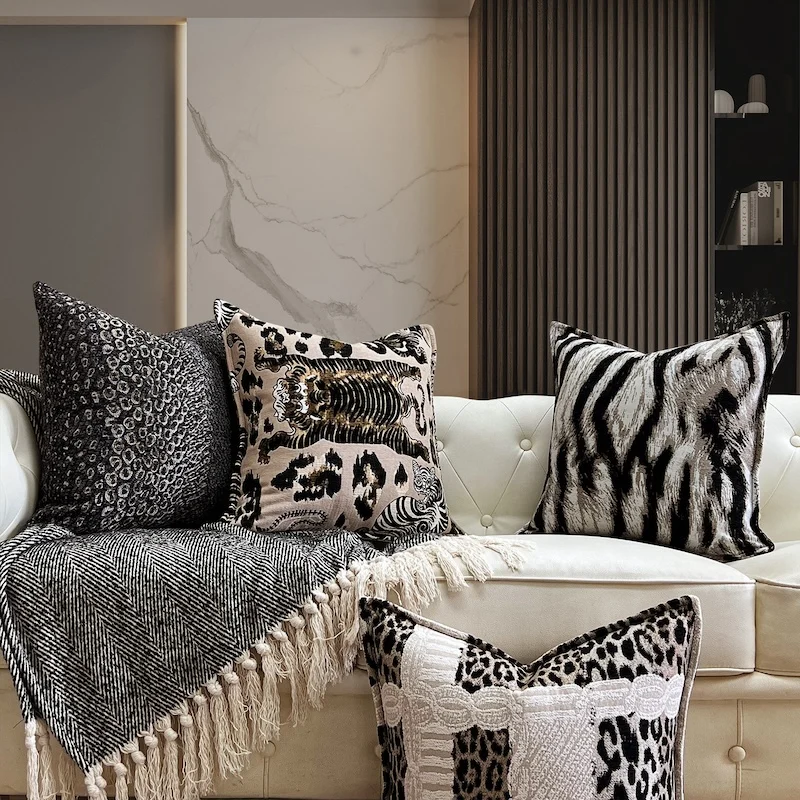 Modern Safari Animal Print Pillow Covers Luxury Jungle Cushion Leopard & Tiger Textured Decorative Cushions for Sofa Living Room