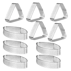 Boat Shape & Triple-Cornered Stainless Steel Tart Ring Tower Cake Mould Perforated Cake Mousse Ring