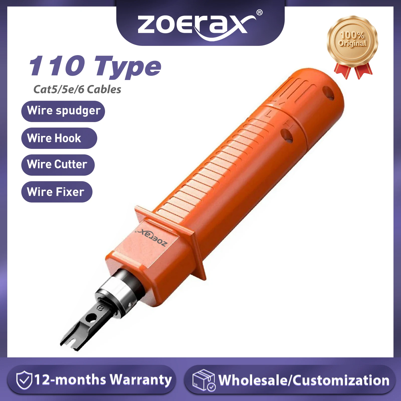 

ZoeRax 110 Type Punch Down Tool Network Cable Tool Double Blade Ethernet Impact Terminal Insertion Tool Adujustable Impact Power