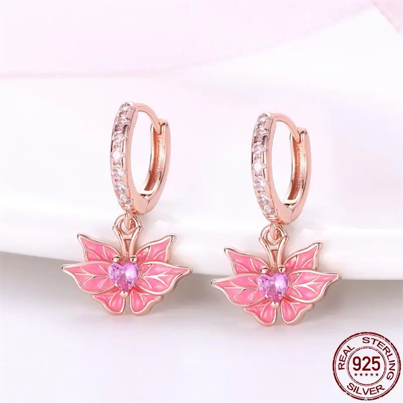 2023 New Sterling Silver 925 Early Spring Flower Bird Dragonfly Earrings For Women Making Jewelry Gift Wedding Party Engagement