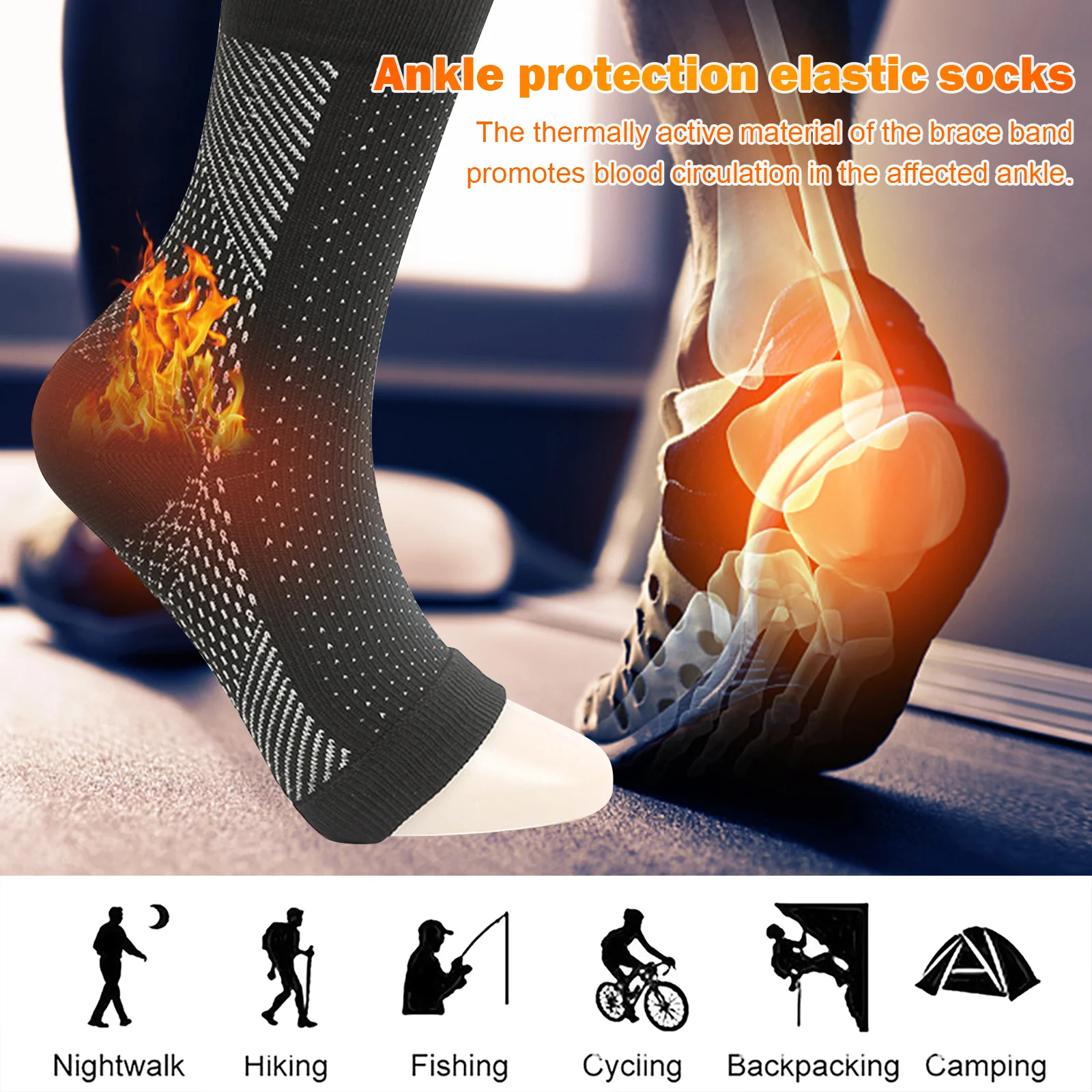 Ankle Compression Brace Relieves Joint Pain Foot Compression Socks Anti-Fatigue for Women Men Neuropathy Pain