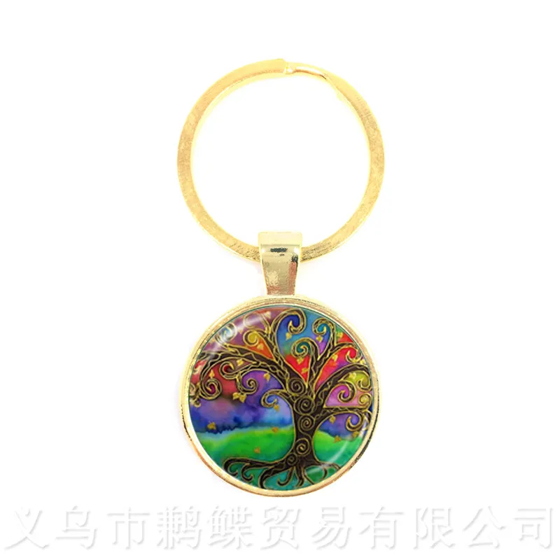 Tree Of Life Pattern Picture Vintage keychains Time Glass Dome Jewellery Pendant Keyring Glass Ornaments Gift For Friends