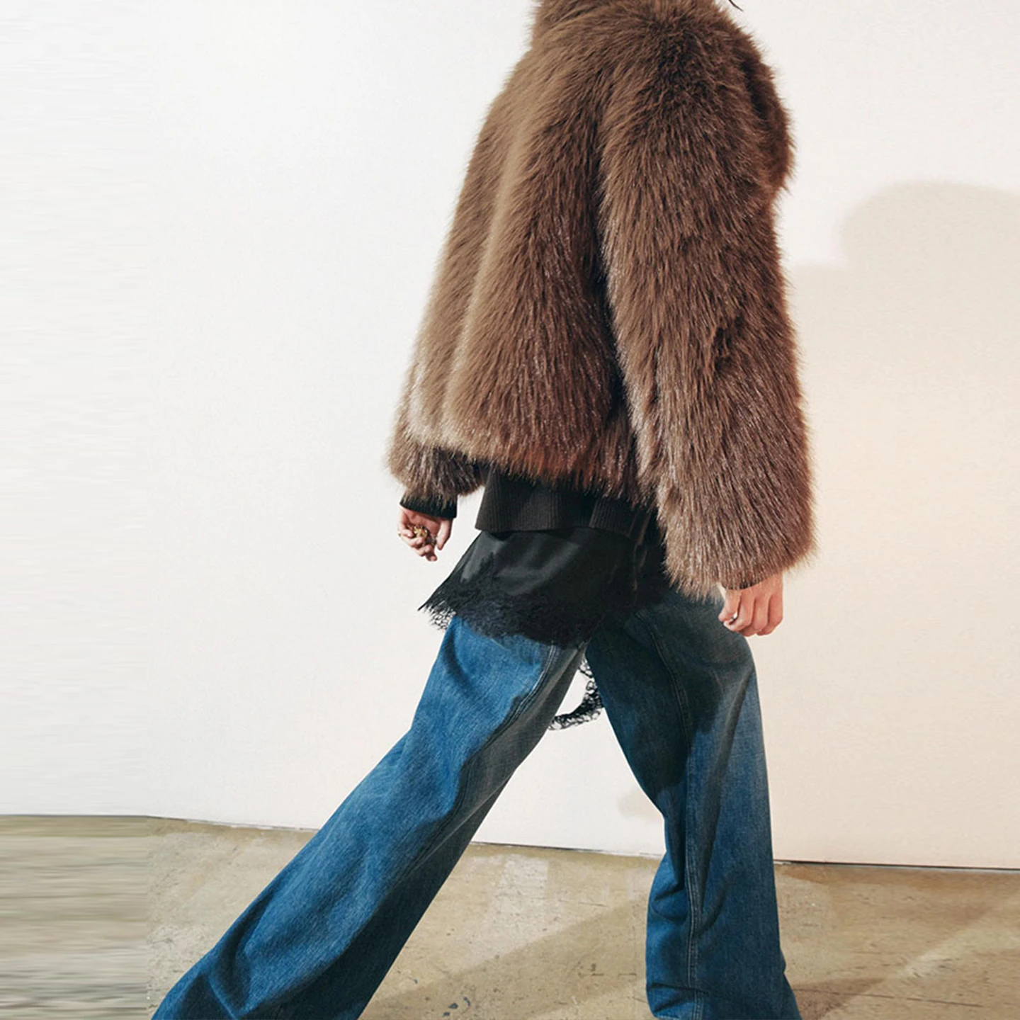 Faionable ort الفراء الاصطناعي Jaet المرأة Sle الخريف 2025 Z الوقوف صالح طويل Sve السيدات ملابس خارجية #3