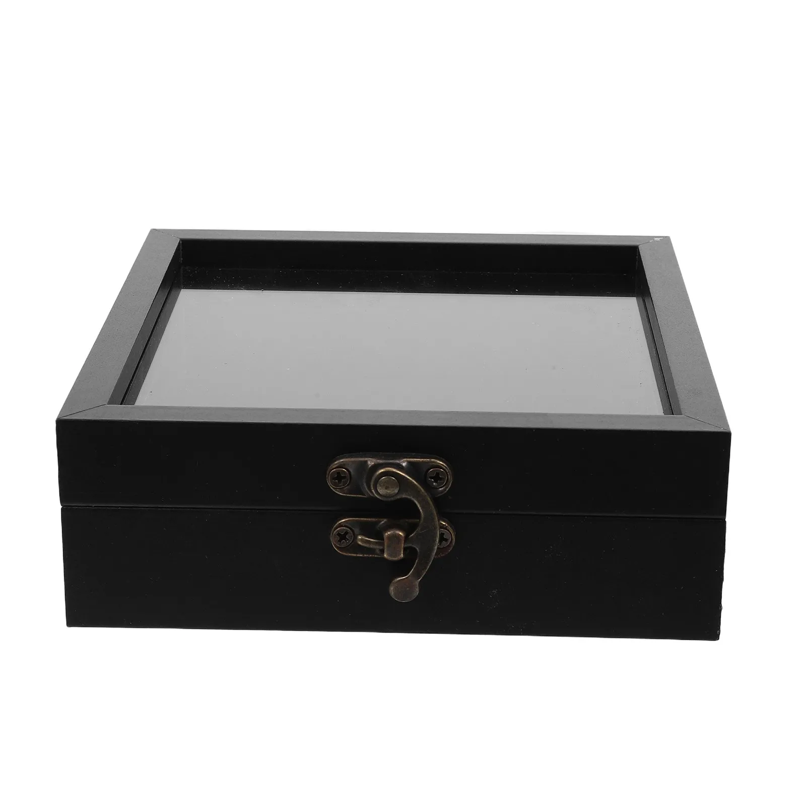Retro Wood Jewelry Boxes Rustic Clear Top Display Case Black Wooden Butterfly Preservation Specimen Display Shadow Box for Home