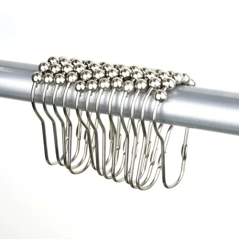 

12pcs Bath Curtain Rollerball Shower Curtain Rings Hooks Glide Shower Curtain Hangers Accessories Bathroom