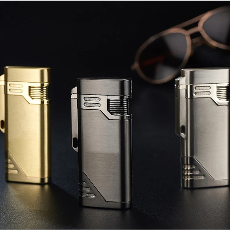 With Keychain Torch Turbine Lighter Jet Butane  Blue Fire Cigar gas Lighter Cigarette Lighter 1300 C Butane Windproof Lighters