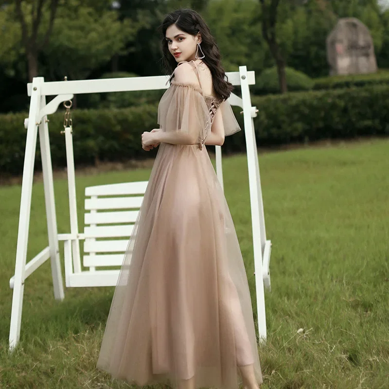 Fada temperamento vestido, banquete fino, vestido de dama de honra, grupo irmã, casamento, primavera, novo