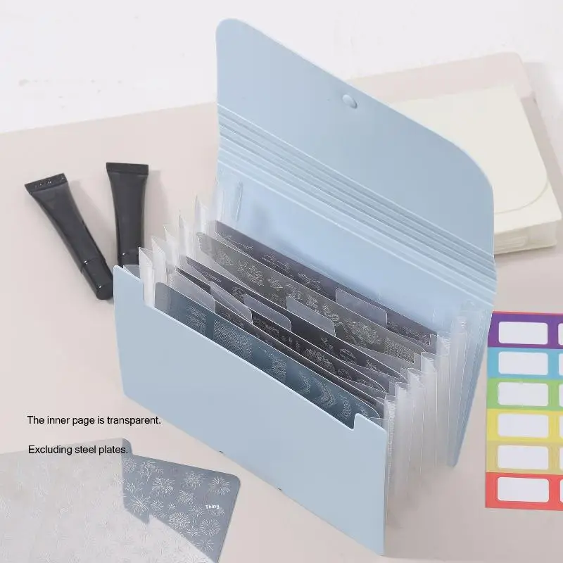 A6 Orgeltas Rechthoekige Nail Art Stempelplaathouder 7Slot Lege Sjabloon Organizer Boekje Nagelplaat Case Manicure - afbeelding 1