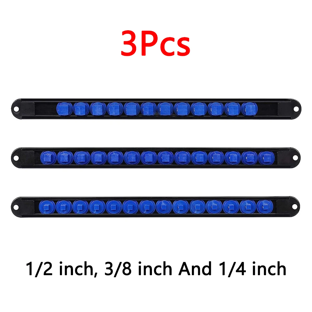Steckschlüssel-Organizer 1/4 Zoll 3/8 Zoll 1/2 Zoll 360 ° Schwenkbarer ABS-Steckdosenorganizer mit Schraubbasis-Clip und Schienenhalterung für Werkzeuge