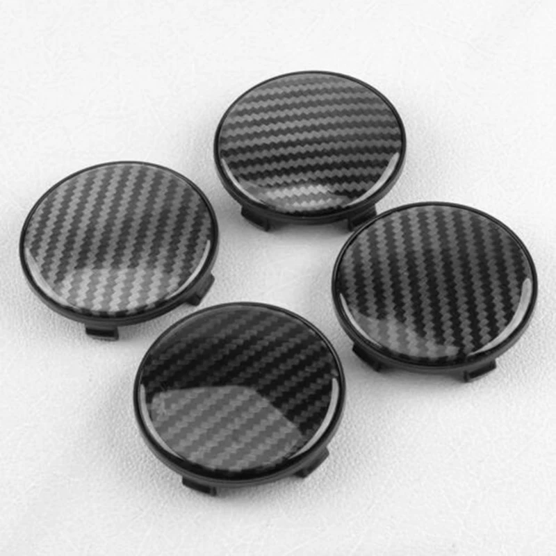 4Pcs Carbon Fiber Racing 58mm 60mm Wheel Center Hub Caps Black Wheel Dust-Proof Covers Label Car Styling Auto