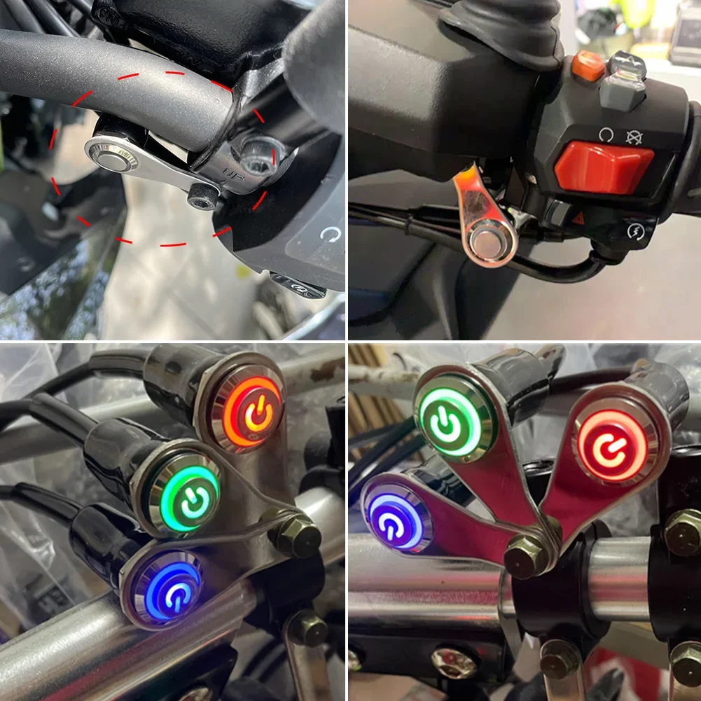 12V LED Motorcycle Switch ON-OFF Handlebar Headlight Adjustable Mount Waterproof Power Switches Button Fog Light Spotlight