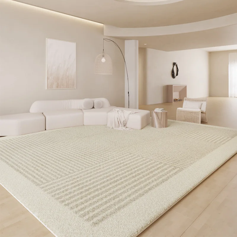 

Beige Minimalist Carpet Comfortable Refreshing Bedroom Rug Easy Care Waterproof Rugs