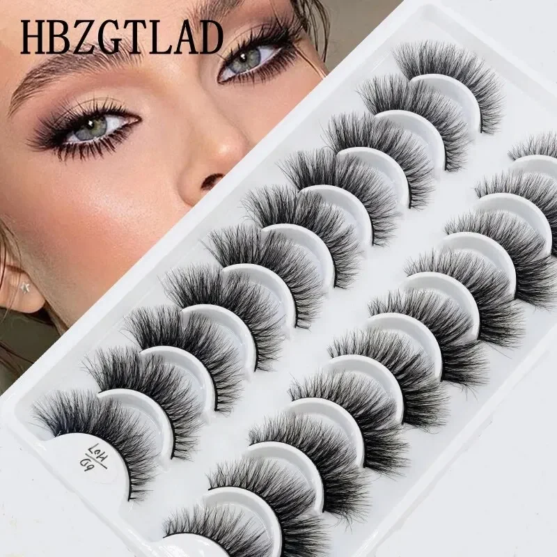 AMSDCN10 Pairs False Lashes 5D Faux Mink Lashes Fluffy Soft Volume Natural Eyelashes Cross Eyelashes Lashes Reusable Makeup Cils