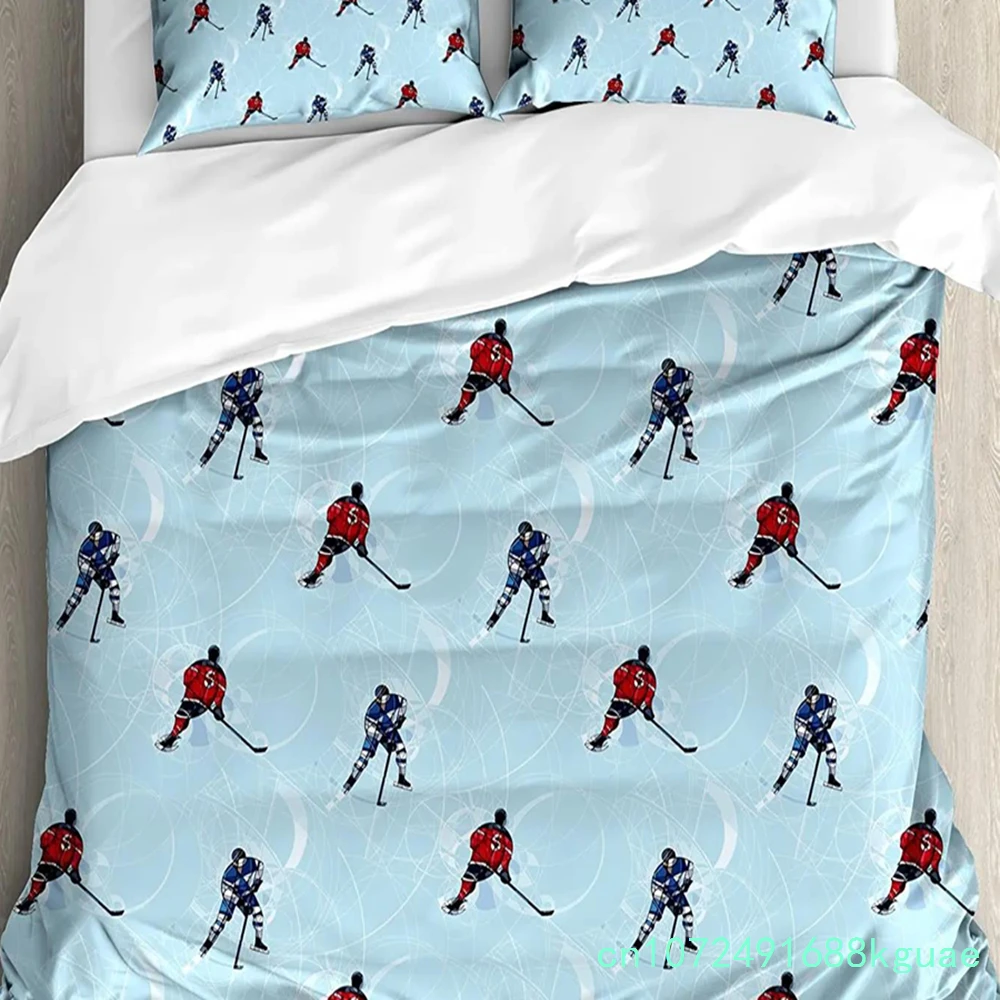Hockey Bedding Set For Bedroom Bed Home Goalkeeper In Hand Drawn Style With Protective Ge Duvet Cover Quilt Cover And Pillowcase 3