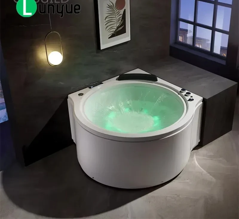 Corner Round whirlpool Massage Bath American Style Waterfall Jets Modern Small whirlpool Bath Tub