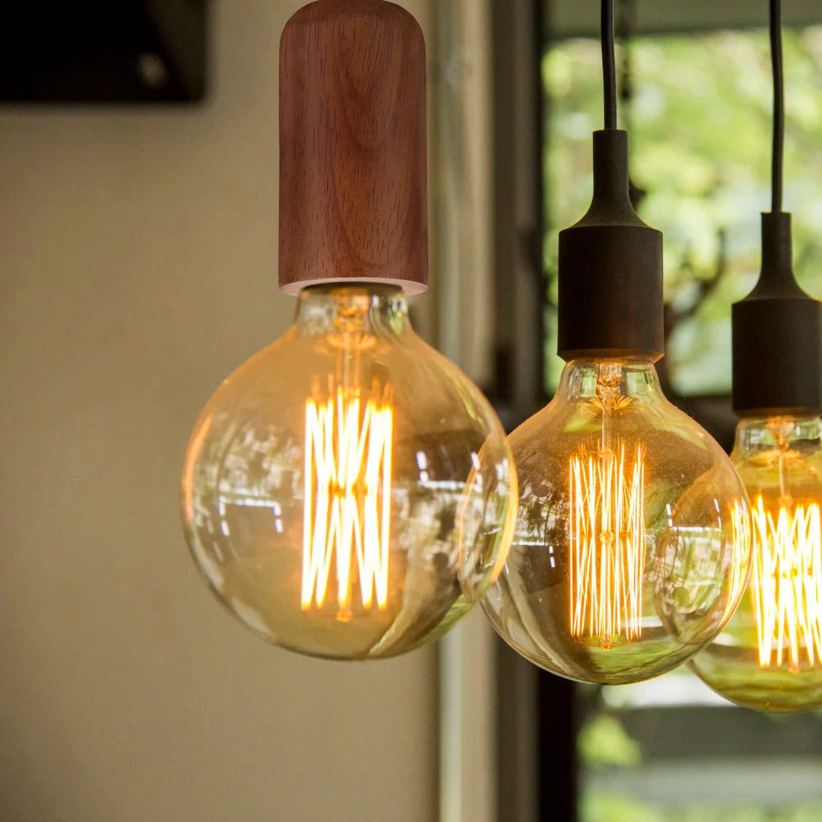 خشب متين E27 مصباح كأس قاعدة اليدوية المواد الطبيعية DIY قلادة حامل مصباح نهائي لظلال مصابيح الرجعية الحديثة