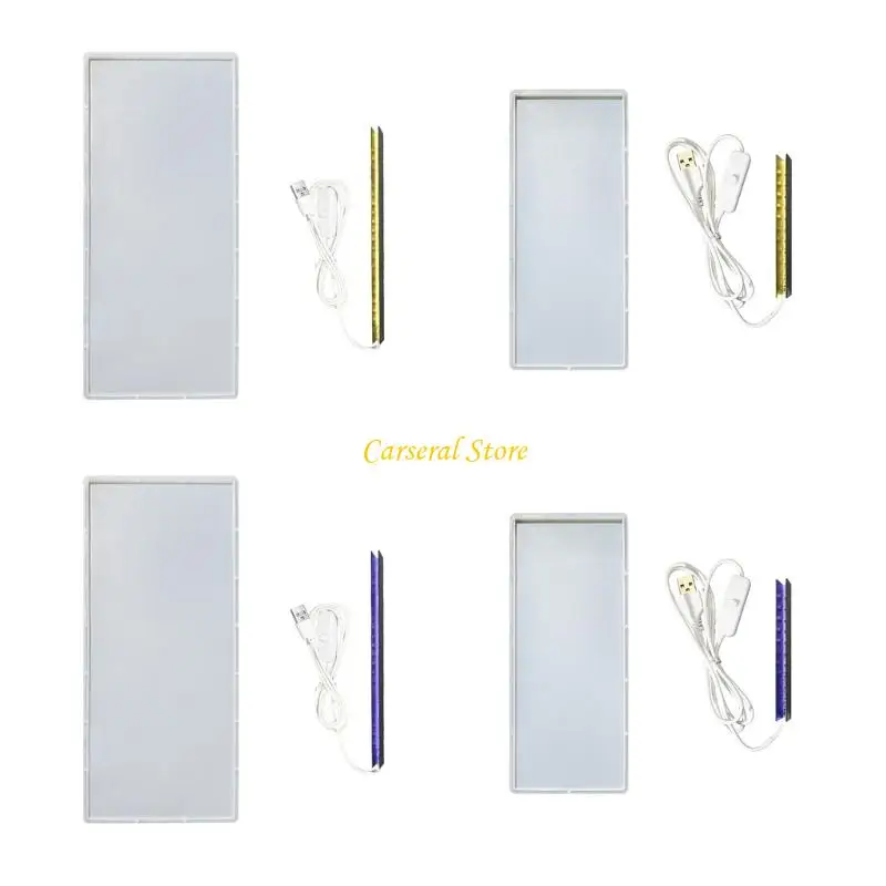 

M4YF Square Silicone Lamp Holder Molds with USB Light DIY Resin Home Ornaments Mould