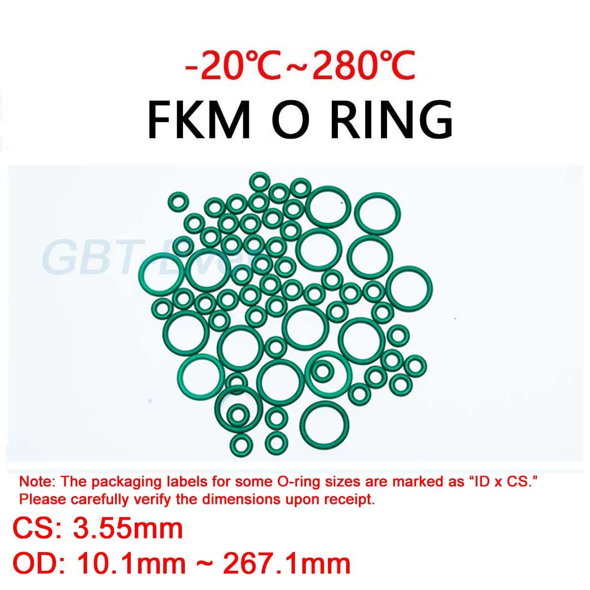 

FKM Green Fluorine Rubber O Ring CS 3.55mm OD 10.1mm~267.1mm O-Rings Sealing Gasket Washer Oil Resistant Acid & Alkali Resistant