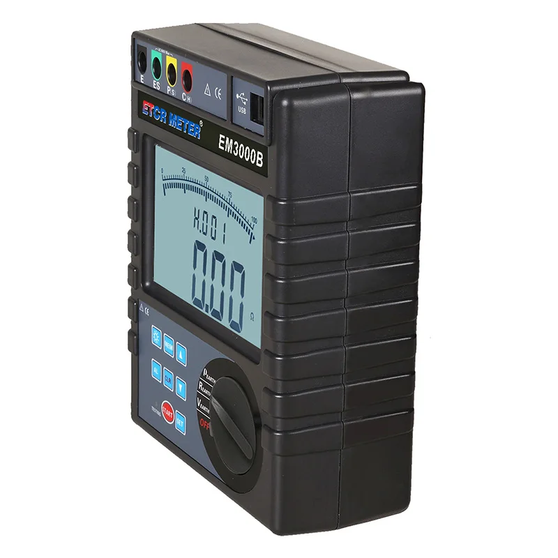 EM3000B 4-Pole Wenner Method Soil Resistivity Tester with Alarm Function for Construction Earth Soil Resistivity Tester