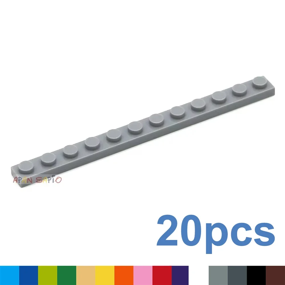 20 pçs 1x12 pontos diy blocos de construção figuras finas tijolos educacional tamanho criativo compatível com 60478 brinquedos para crianças