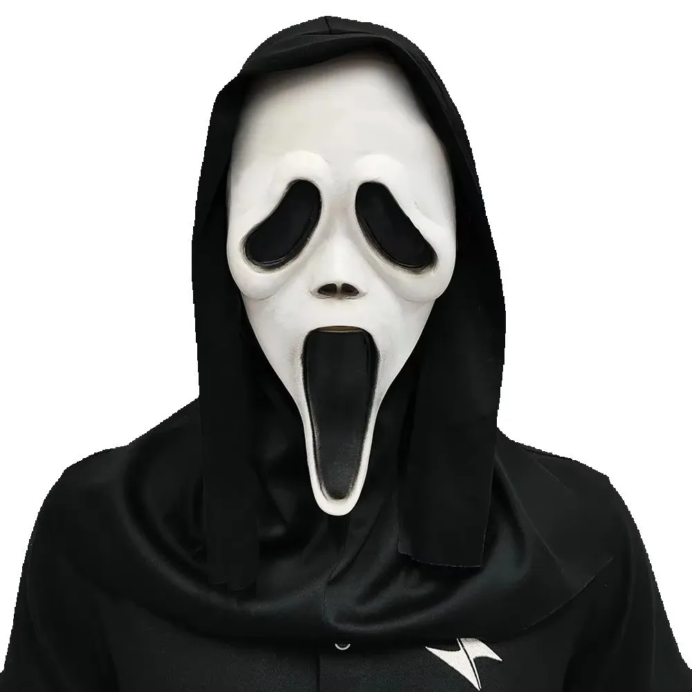 

Ghost Face Scream Movie Horror Mask Halloween Killer Scary Headgear Mask Cosplay Adult Costume Accessories Props Suit