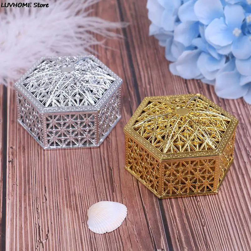 Mini Plastic Hollow Hexagon/Round Candy Box Case Wedding Vintage Chocolate Gifts Treat Box Creative Packaging Party Supplies New